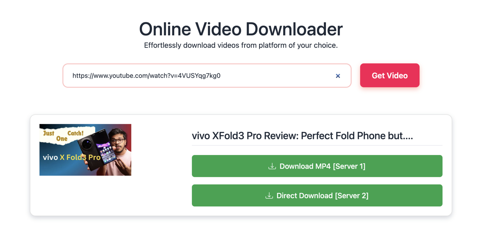 Image of the Download button on SaveTube to download YouTube videos on mac