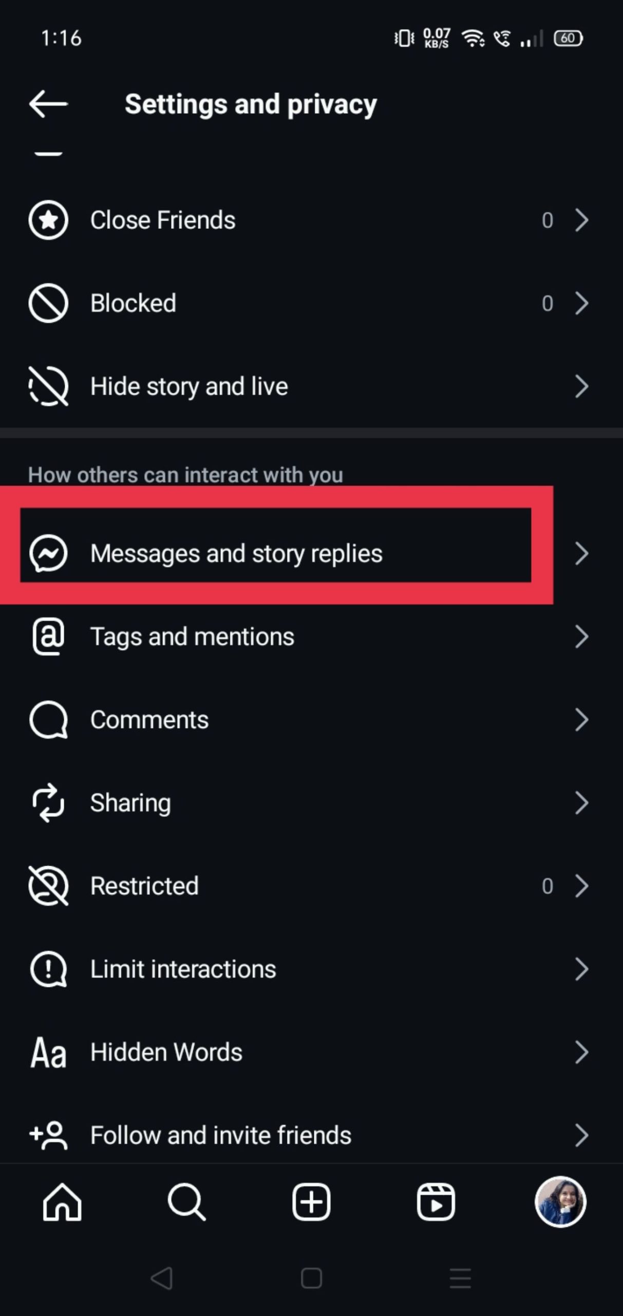 image for Messages and story replies to adjust