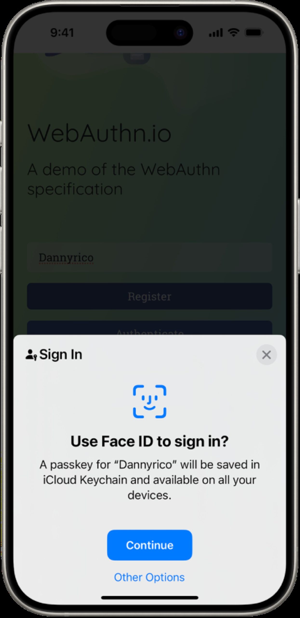 image for Passkeys use Face ID or Touch ID to log in