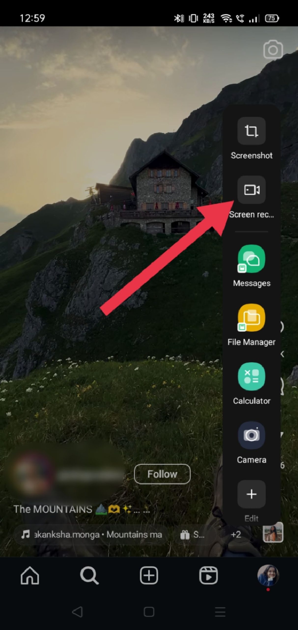 image for phone’s built-in screen recording feature