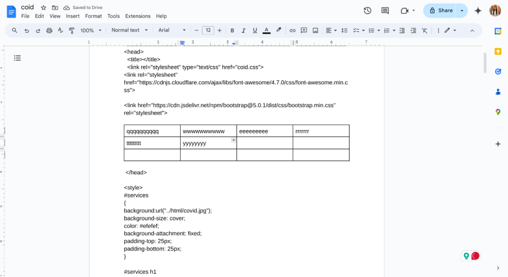 image to Check how the content appear and make columns in Google docs