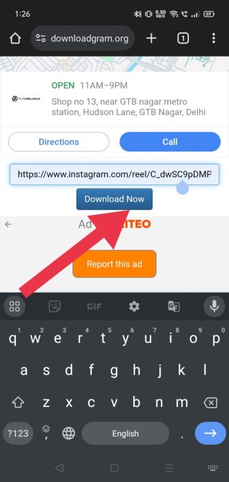image to Enter the link on the site and download the Reel.