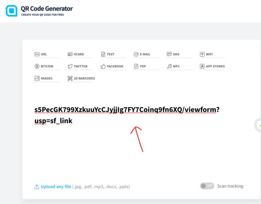 imagen para pegar el enlace a su formulario de Google y obtener el código QR