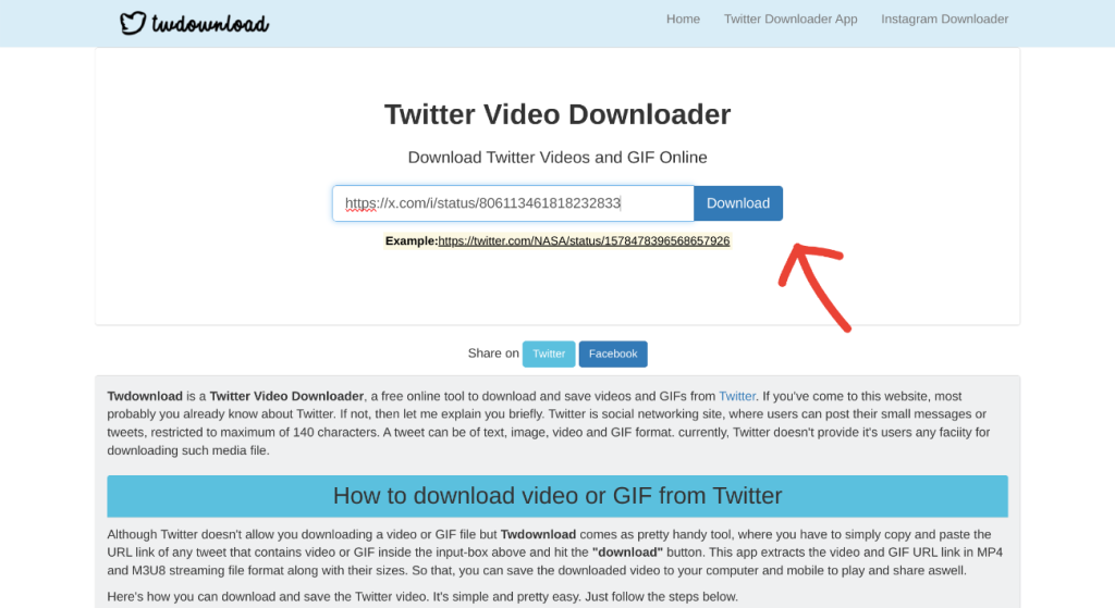 image to paste the link in downloader and download GIFs from Twitter