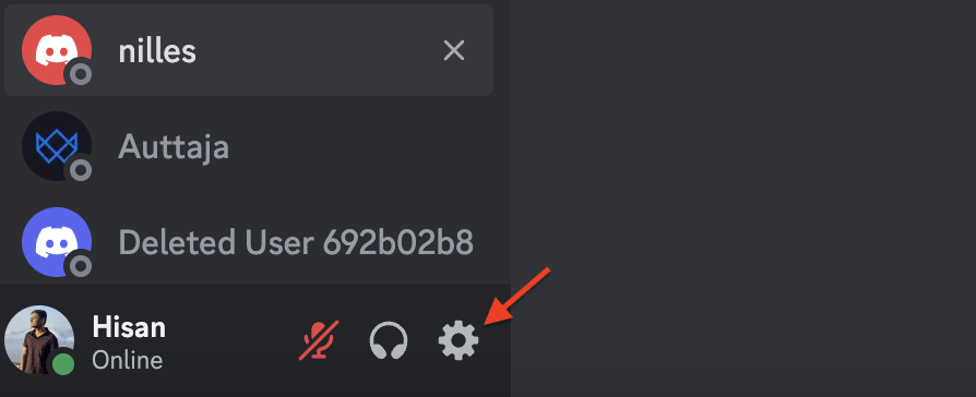 Screenshot of the Settings option in the Discord app 