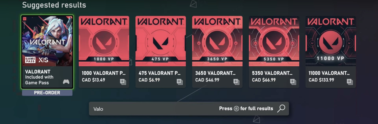 A Valorant Search képe a Microsoft Store-ban