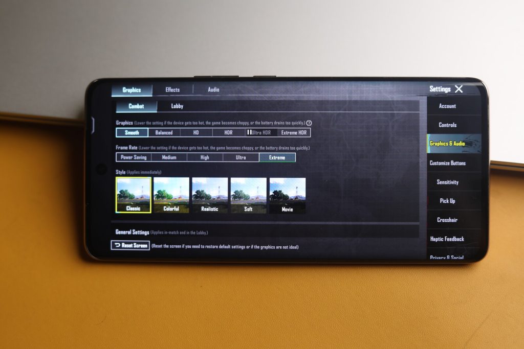 Image of the BGMI Graphics settings