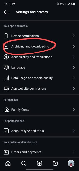 image to click on the Archiving and downloading and Turn Off Instagram Downloading Post