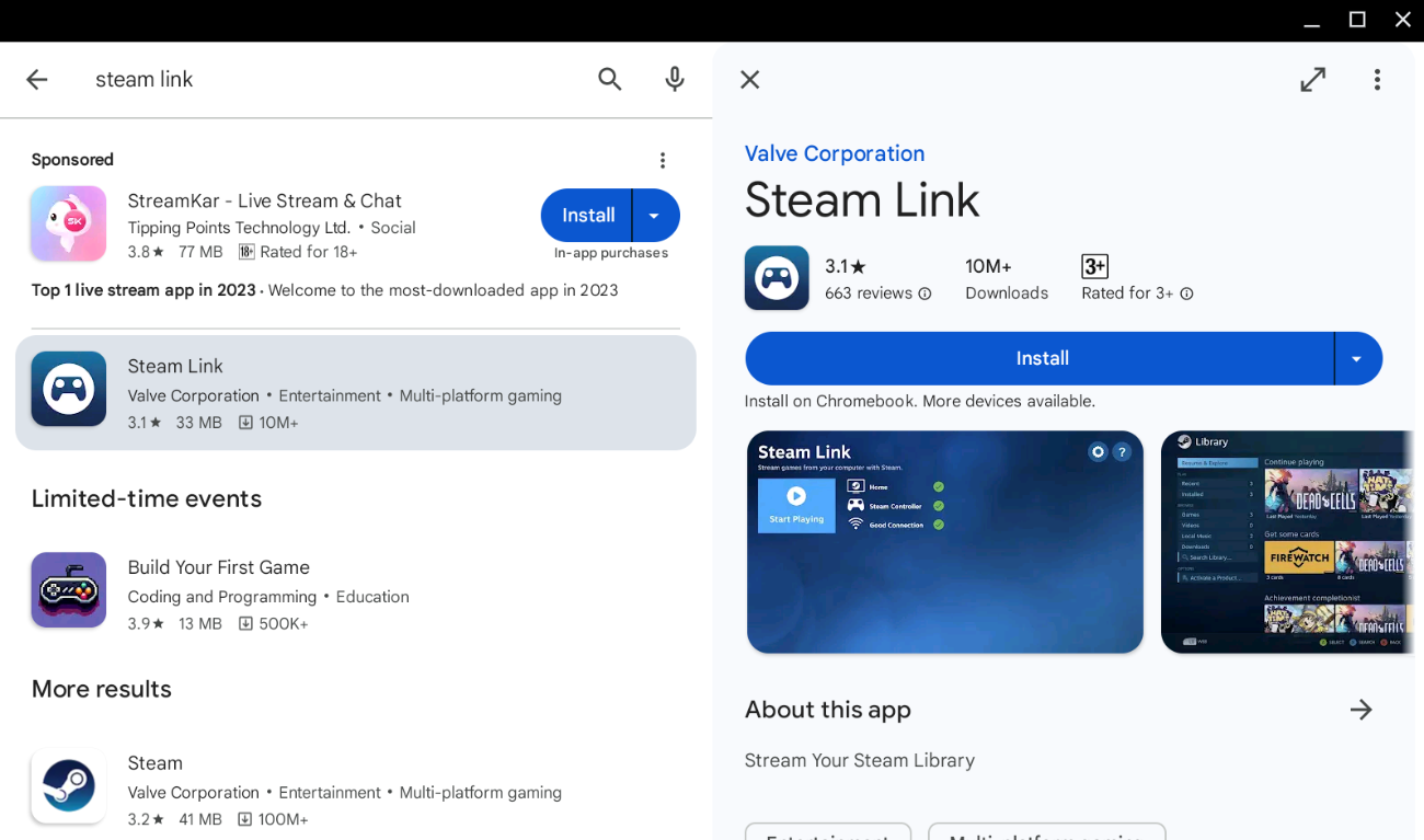 image to download the steam on chromebook