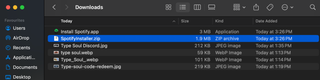 image to open the Spotify installer ZIP file and install it on Macbook