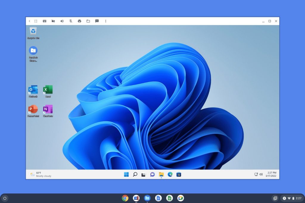 在 Chromebook 上运行 Windows 11 的 Parallels Desktop 模拟器应用程序的图像