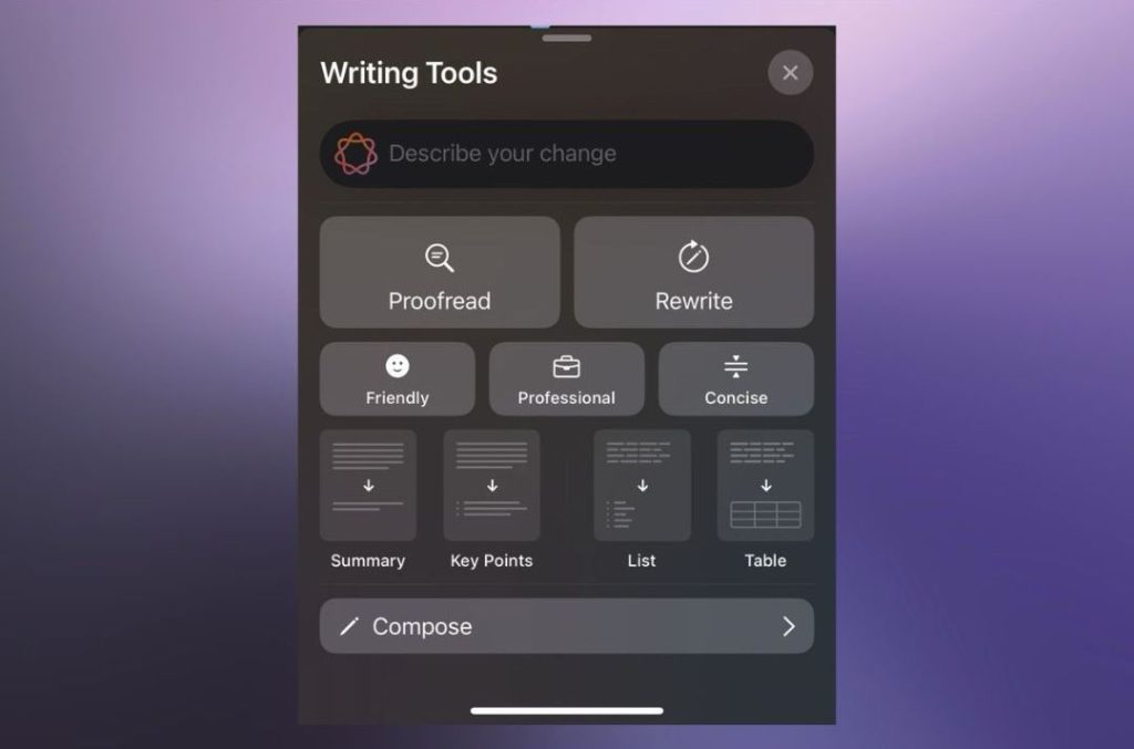 Image of the Writing Tools Feature