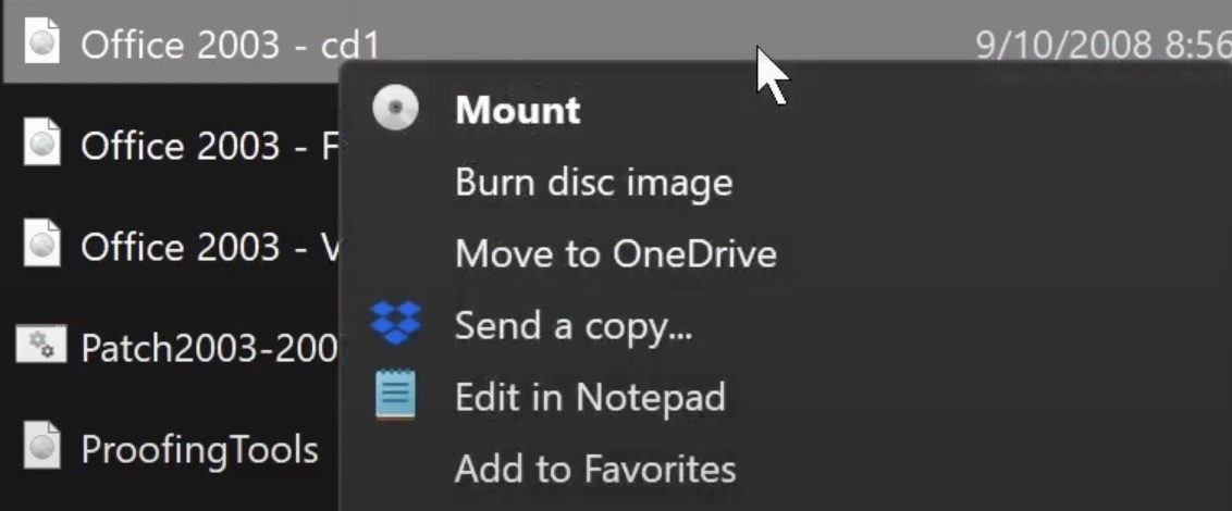 Image of the Mount option in Windows