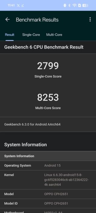 Geekbench result 