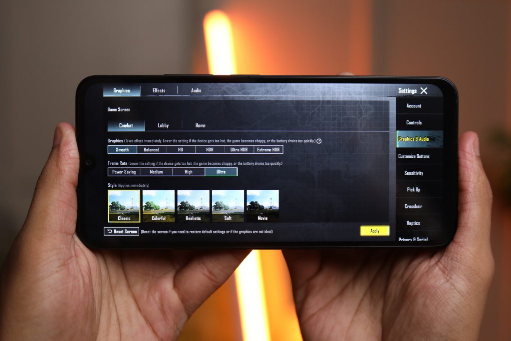Image of the BGMI graphics settings