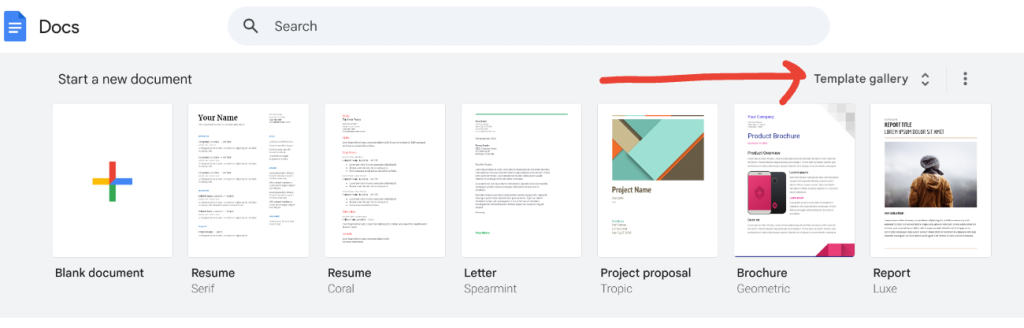 image to Click “Template Gallery” in the top and Make a Brochure on Google Docs