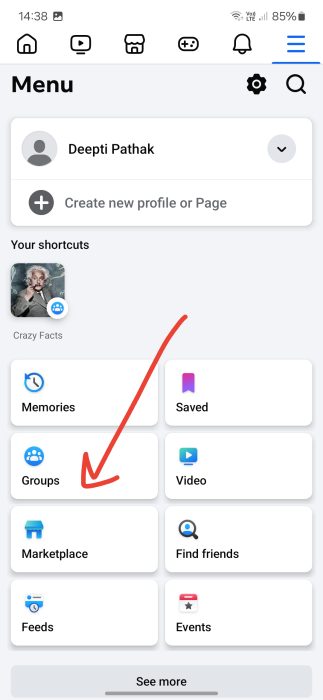 image to Select Groups from the menu and Post Anonymously on Facebook