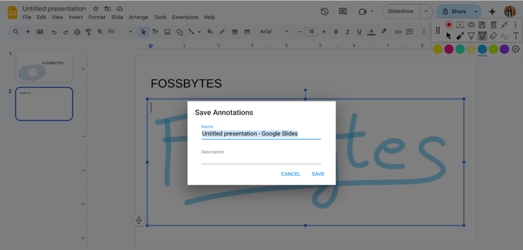 image to Click the save icon and choose (1) and Draw on Google Slides