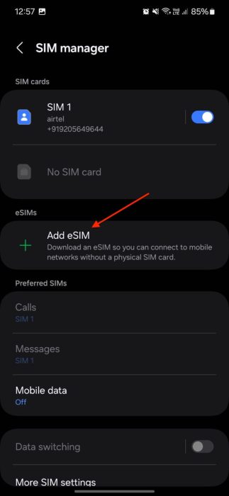 用于选择添加 eSIM 的图像