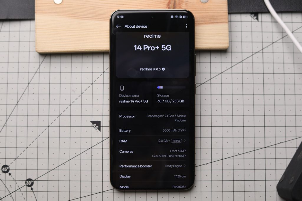 Image of the software on the Realme 14 Pro+