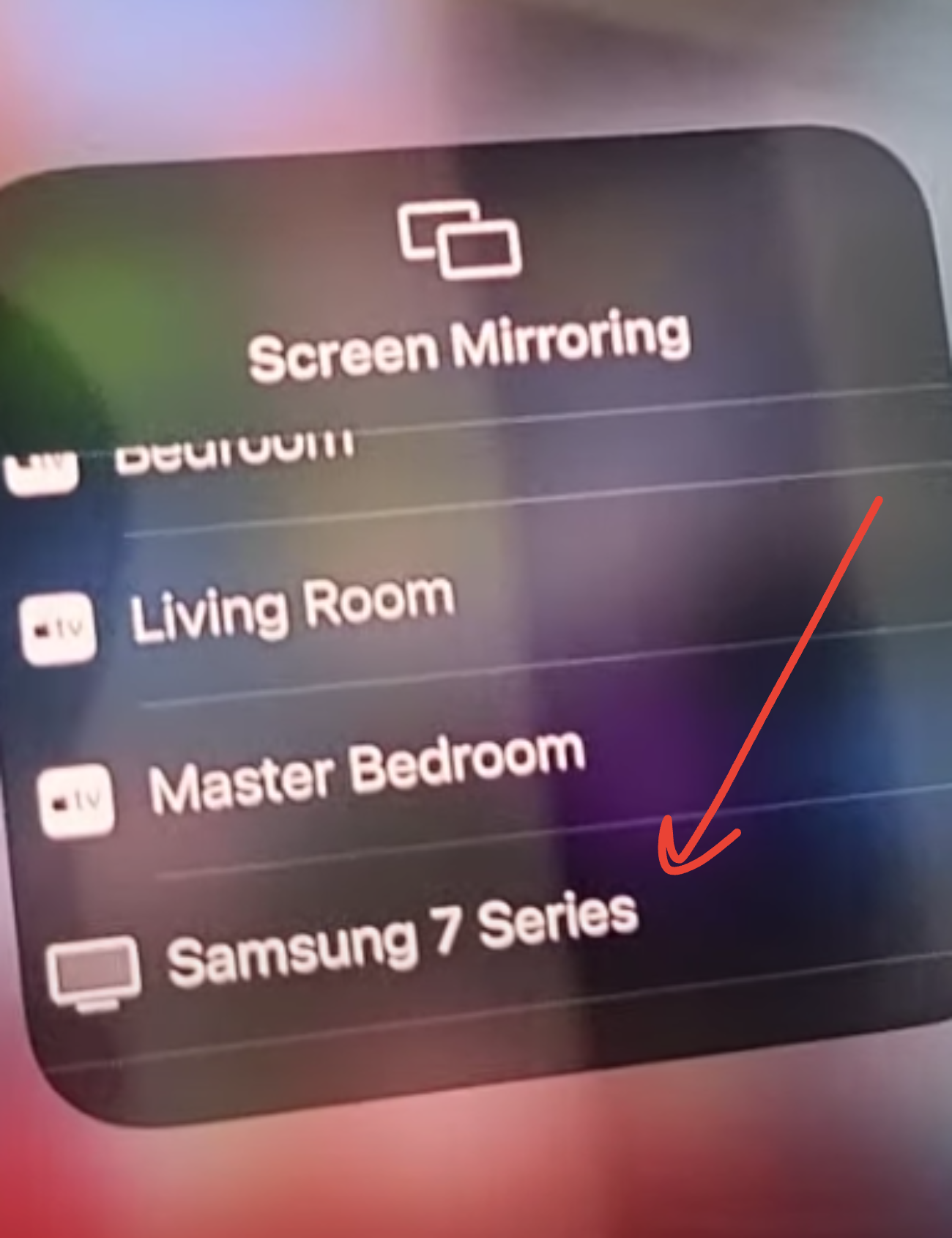 image to Pick your TV’s name from the list to connect your iPhone to a Samsung TV