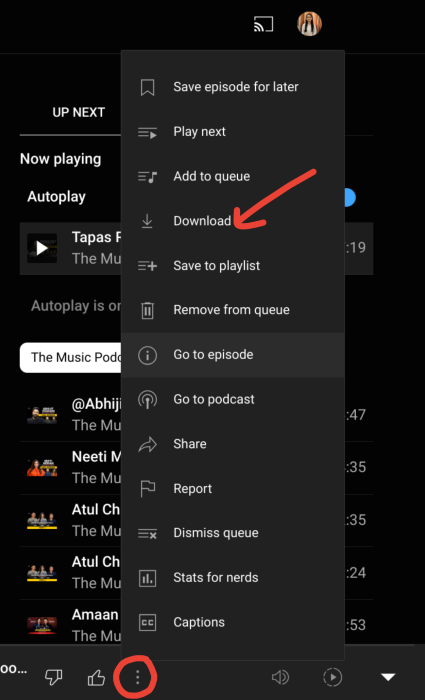 image to Tap the download icon next to the song