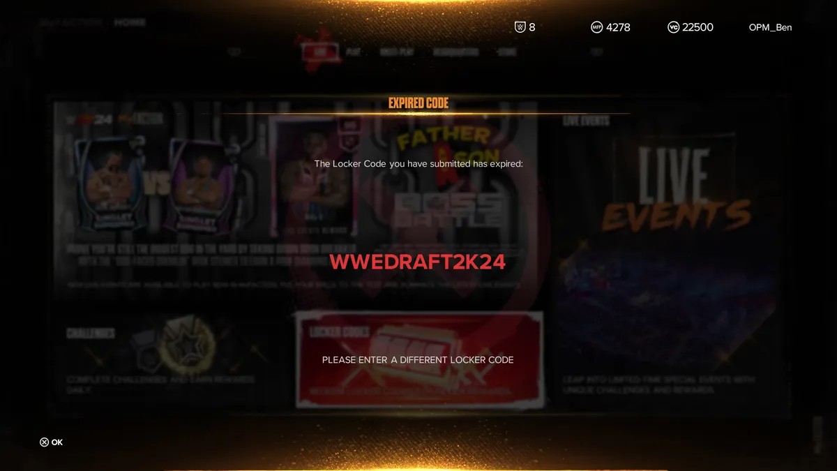 Image to Redeem WWE 2K24 Locker codes