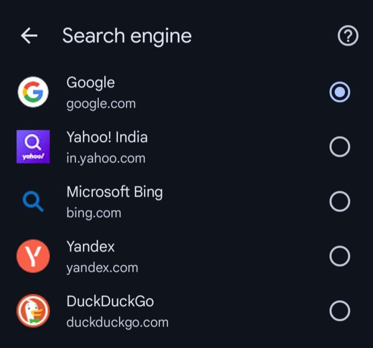 Image to choose different search engines in Google Chrome