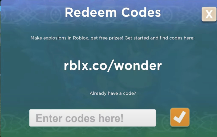 Screenshot of the Redeem codes button