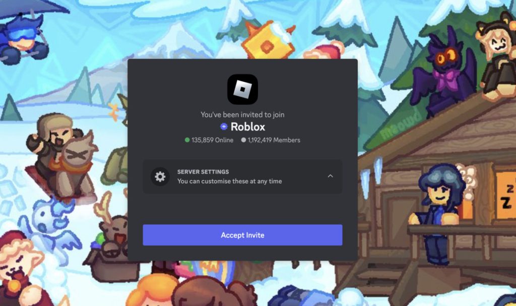 Screenshot of the Roblox Discord server 
