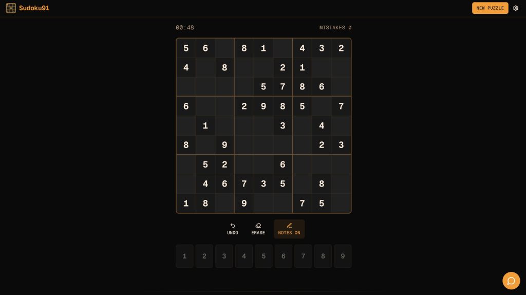 Sudoku91 puzzle game