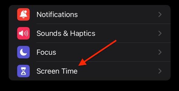 Image of the Screen time app option to set up app lock on iPhone