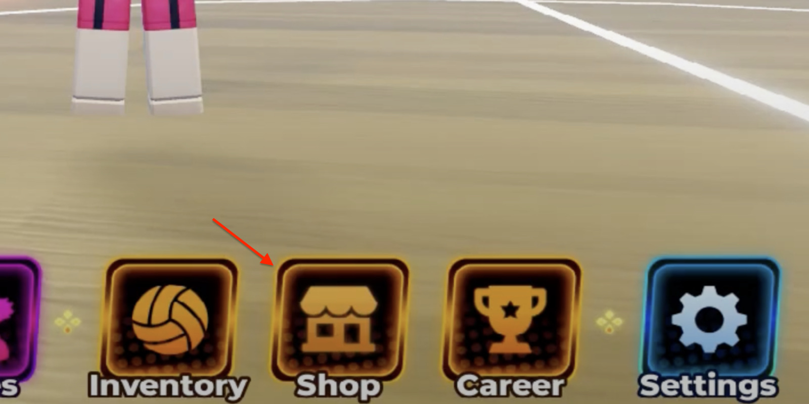 Image of the Shop section in Volleyball legends to redeem codes