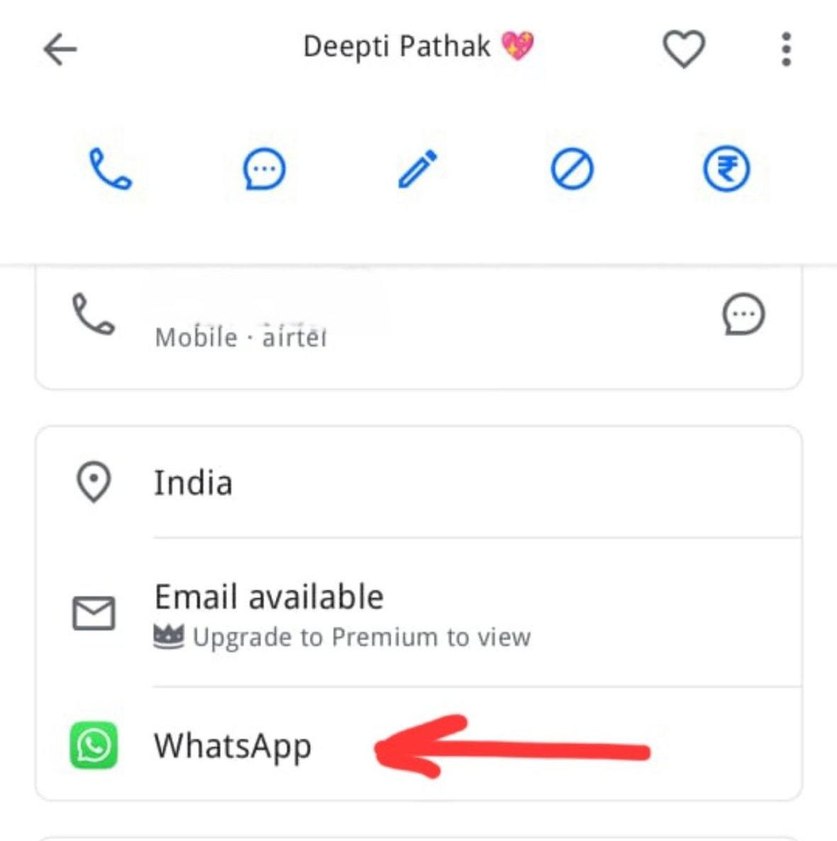 image to Swipe down and find the WhatsApp option.