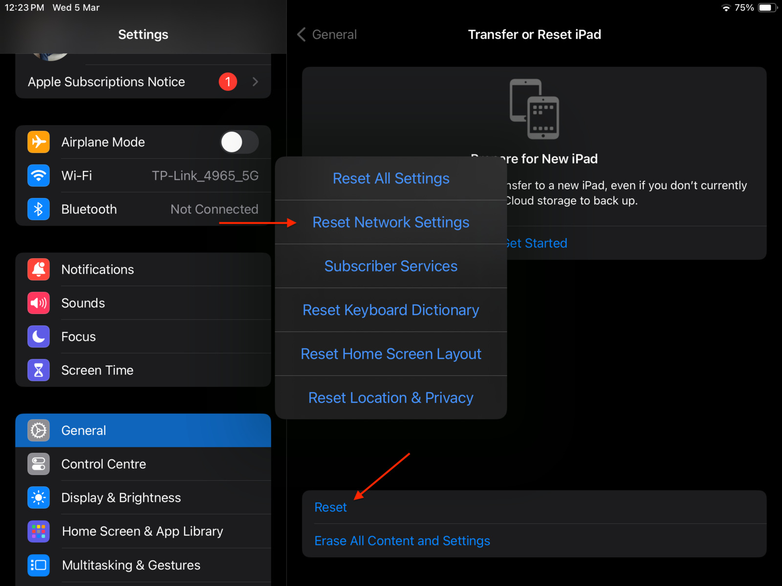 Image to Reset Network Settings 