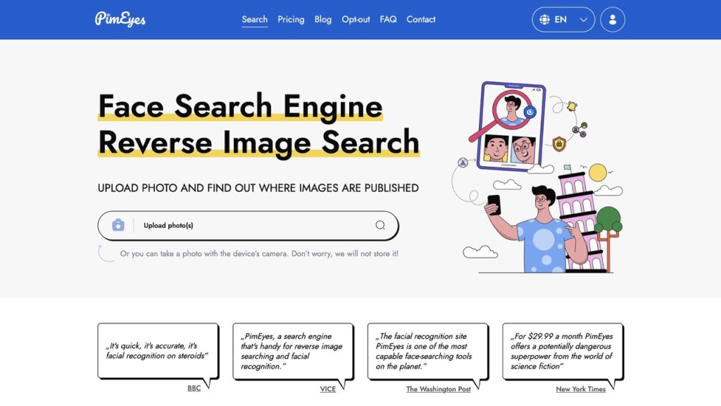 Image of PimEyes Website