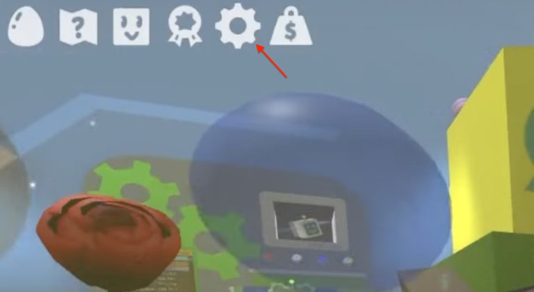 Image of the gear icon to redeem codes in bee swarm simulator