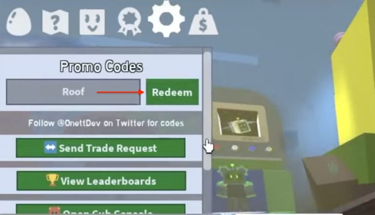 Image of the redeem button in bee swarm simulator