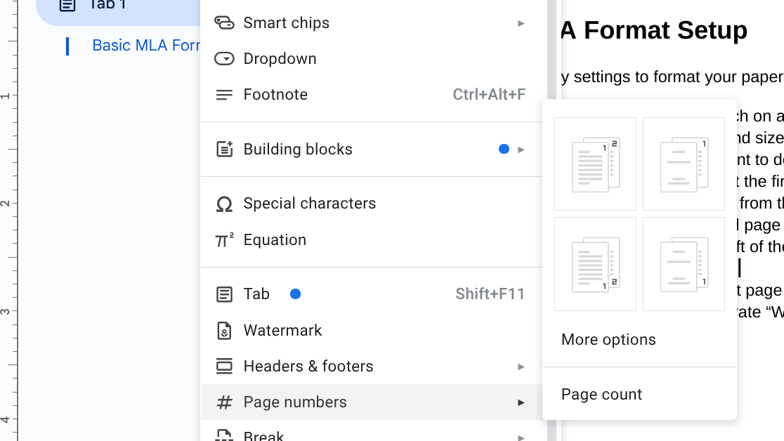 image to click Page numbers and select the first option