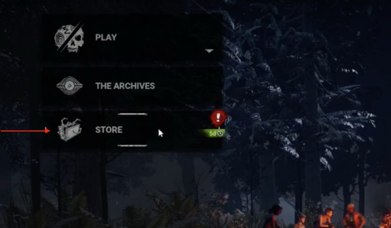 Image of Store button in Dead by Daylight to redeem codes