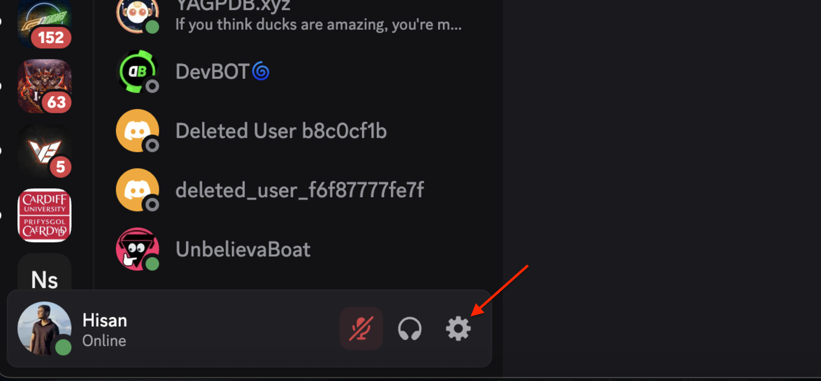Image of Discord setings
