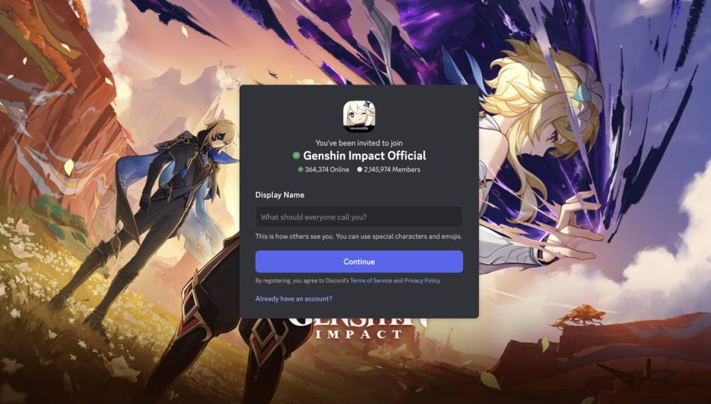 Image of the Genshin impact discord server