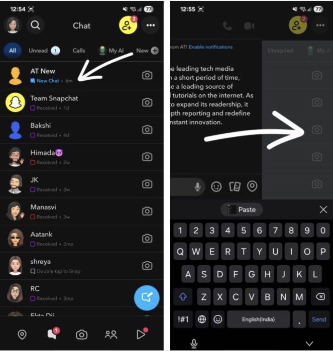 Half swipe snapchat