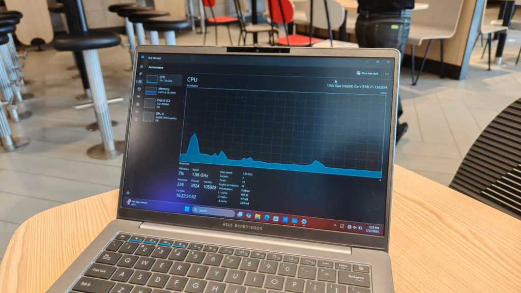 Image of the metrics on the Asus ExpertBook P3