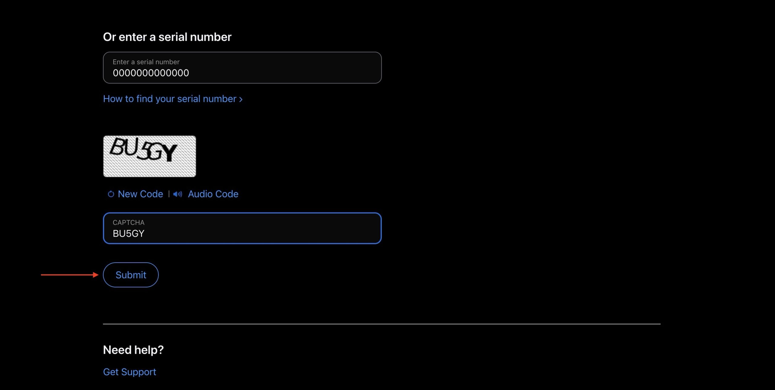 Image to check apple support coverage using the serial number