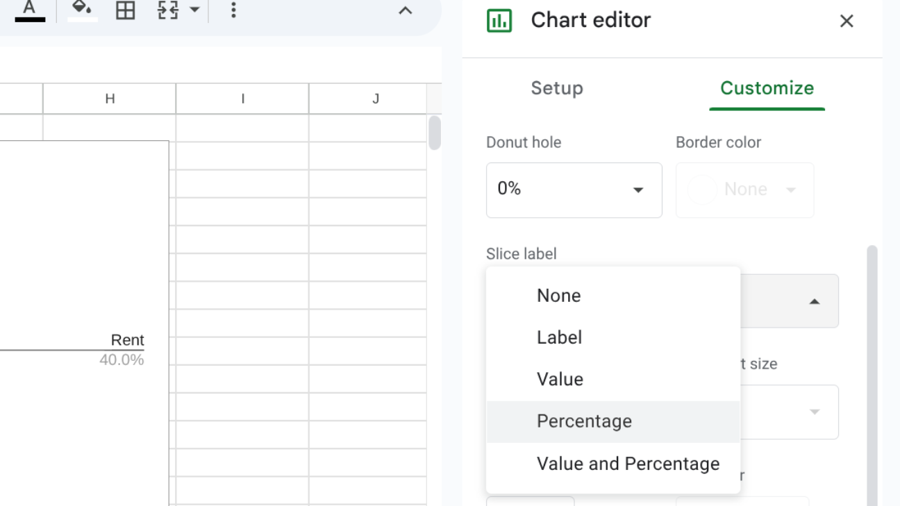 image to choose Percentage from the dropdown