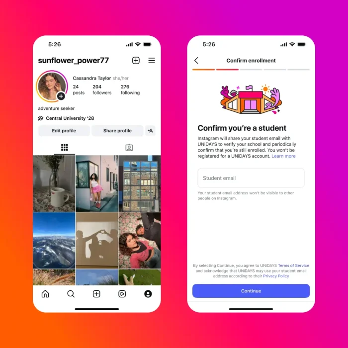 Image of the find college friends feature in instagram