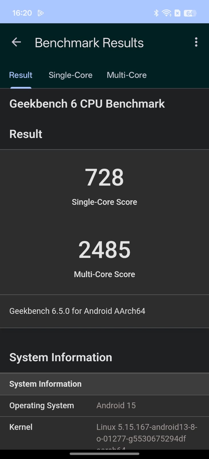Geekbench OPPO F31 Pro+ rezultatas
