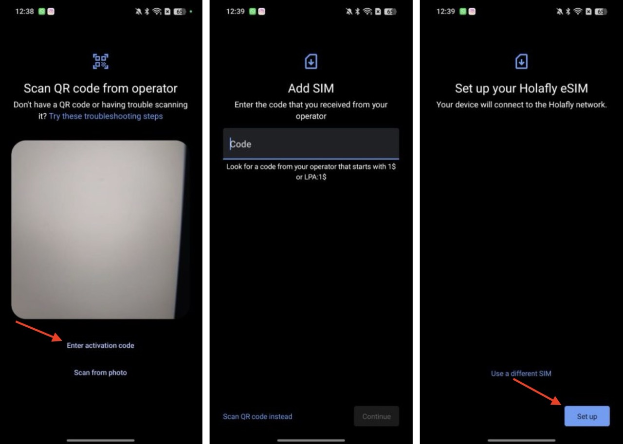 Set up Holafly eSIM manually Android