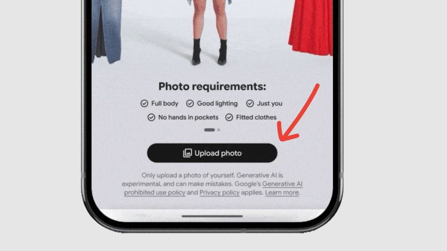 image to upload a clear picture of yourself for Google Try-On Tool